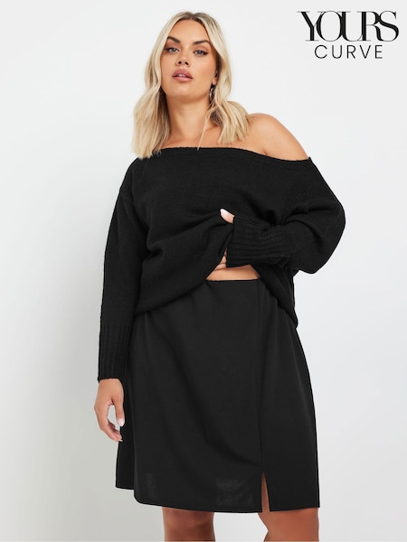 Yours Curve Black Scuba Slit Mini Skirt (AK4931) | £22