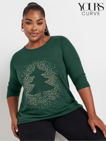Yours Curve Green Christmas Tree Novelty T-Shirt (AK5007) | £20