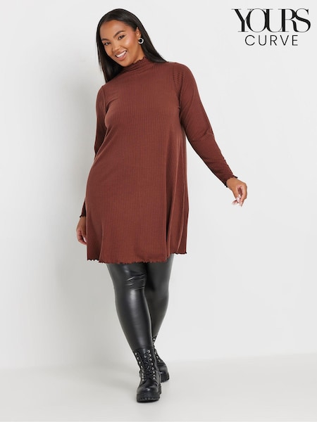 Yours Curve Brown Lettuce Edge Tunic (AK5008) | £27