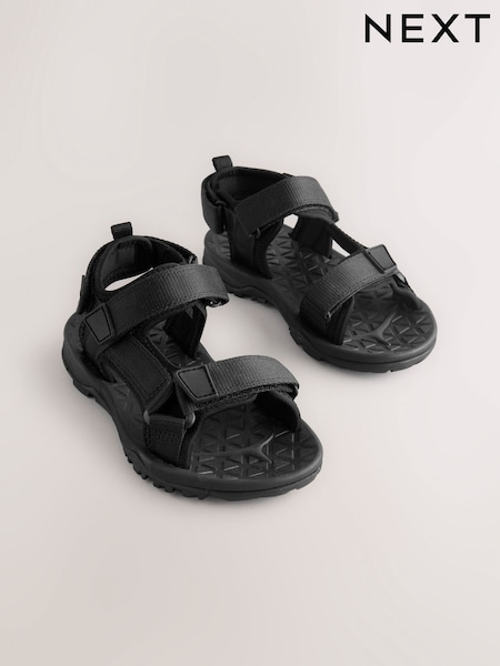 Black Touch Fastening Strap Trekker Sandals (AK5030) | £22 - £29