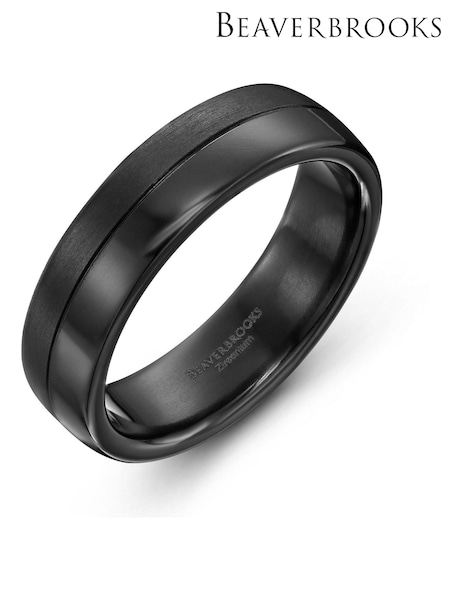 Beaverbrooks Mens Zirconium Black Ring (AK5098) | £265