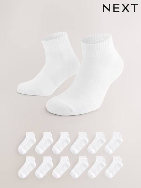 White Essential Mid Trainers Socks 12 Pack (AK5103) | £20
