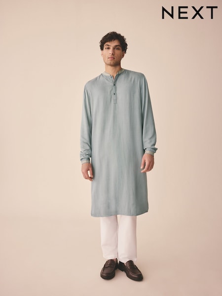 Blue Longer Length Kurta Shirt (AK5117) | £38
