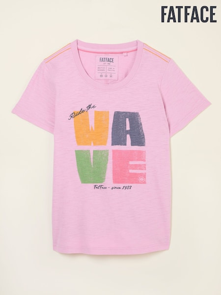FatFace Light Pink Ride The Wave Graphic T Shirt (AK5296) | £29.50