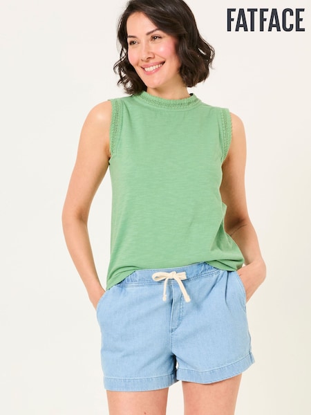 FatFace Isla Green Lace Jersey Tank Top (AK5305) | £32