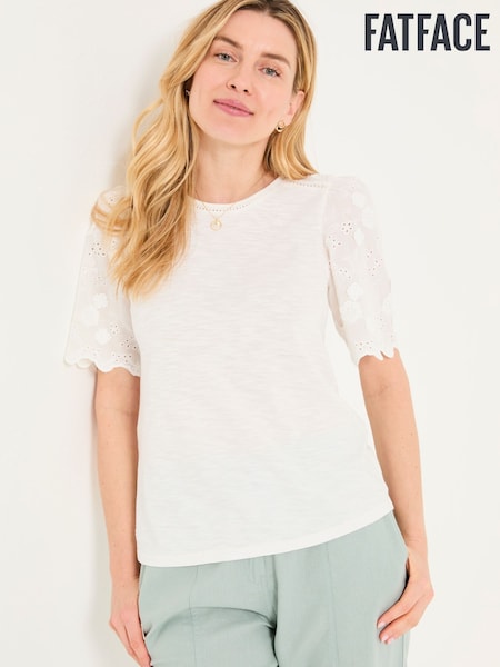 FatFace Ivory Pretty Broderie Top (AK5425) | £42