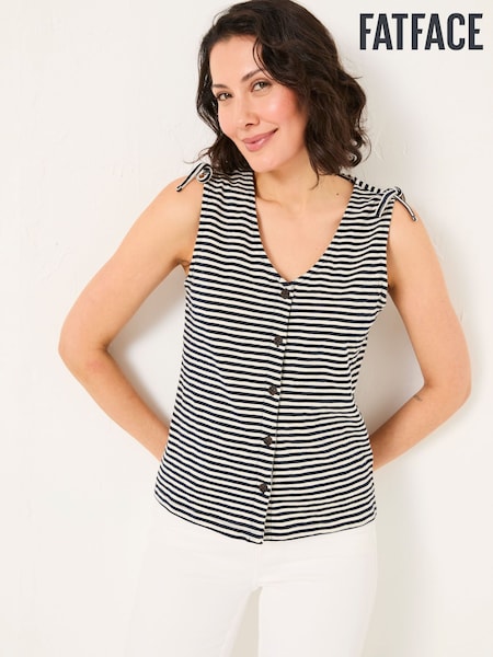 FatFace Claudia Navy Stripe Jersey Tank (AK5429) | £29.50