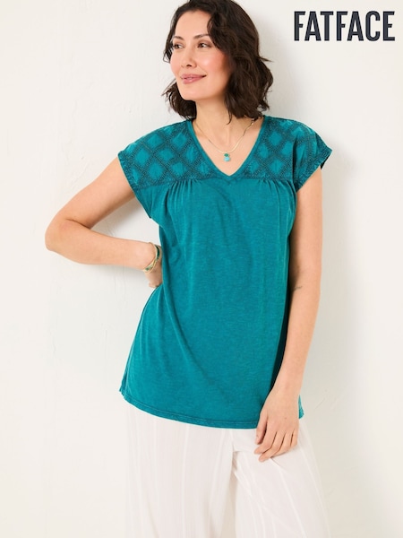 FatFace Sandi Dark Teal Blue Embroidered Tunic (AK5482) | £42