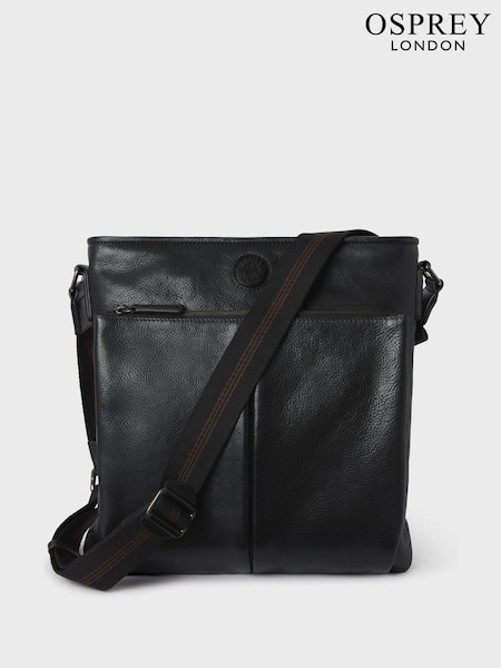 Osprey London The Compass Leather Cross-Body Black Bag (AK5556) | £245