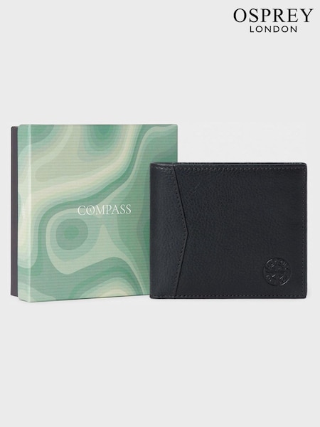 Osprey London The Compass Leather Card Black Wallet (AK5557) | £65