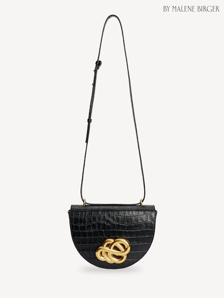 By Malene Birger Black Cebella Leather Croc Handbag (AK5658) | £650