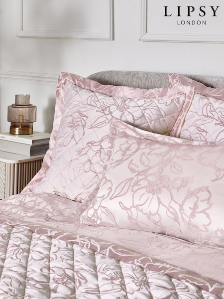 Lipsy Pink Paige Jacquard Pillowcase Sham Cover Set of 2 (AK5682) | £35