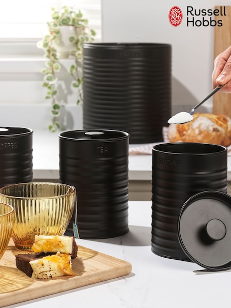 Russell Hobbs 4 Piece Black Ribbed Countertop Set (AK5696) | £30