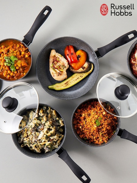 Russell Hobbs 5 Piece Black Metallic Marble Pan Set (AK5711) | £75