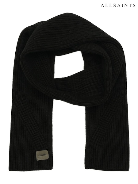 AllSaints Black Travelling Rib Scarf (AK5737) | £59