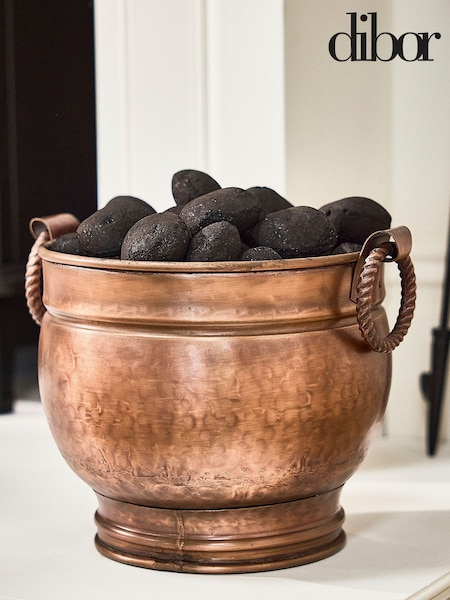 Dibor Copper Round Footed Bucket with Handles (AK5800) | £48