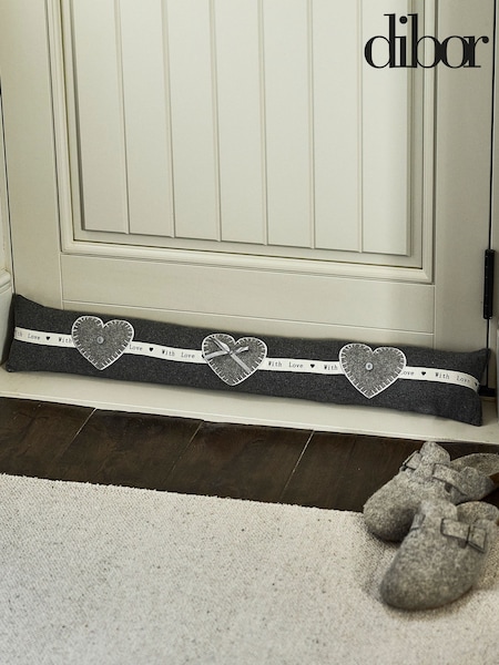 Dibor Grey Made with Love Heart Draught Excluder (AK5807) | £22