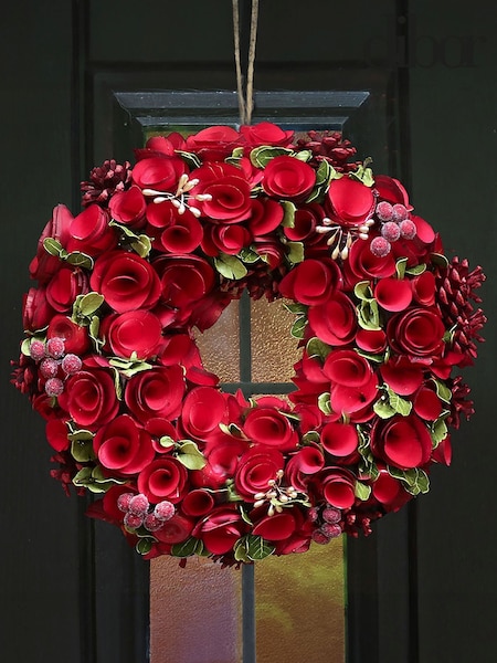 Dibor Red Winter Rose Wreath (AK5832) | £28
