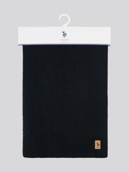 U.S. Polo Assn. Black Mens Winter Rib Knit Black Scarf (AK5912) | £40