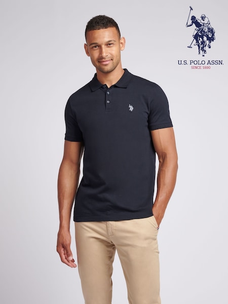 U.S. Polo Assn. Mens Blue Double Horsemen 100% Cotton Jersey Polo Shirt (AK5927) | £35