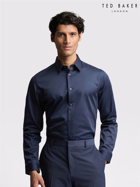 Ted Baker Tailoring Blue 100% Cotton Duddon Core Steel Shirt (AK5934) | £79