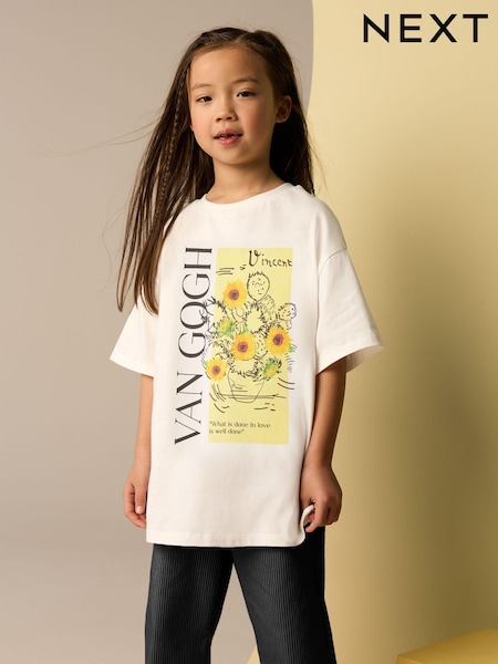 Ecru White Oversized Van Gogh Artist License T-Shirt (3-16yrs) (AK5949) | £14 - £19