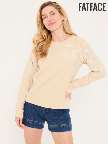 FatFace Ellie Natural Embroidered Crew Sweatshirt (AK5960) | £49.50