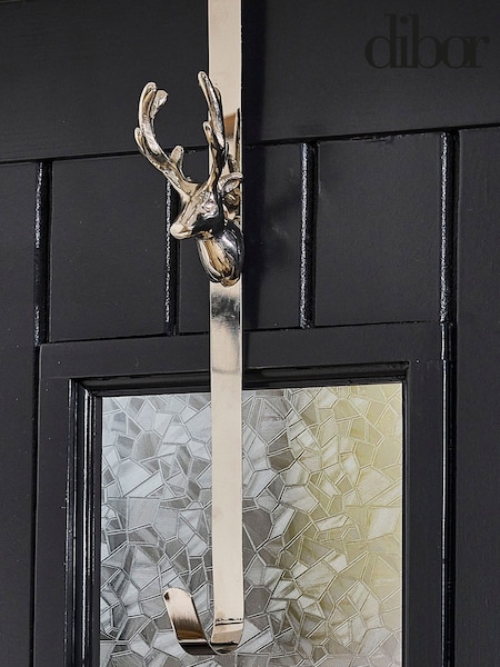 Dibor Silver Stag Head Door Wreath Hanger (AK5965) | £18