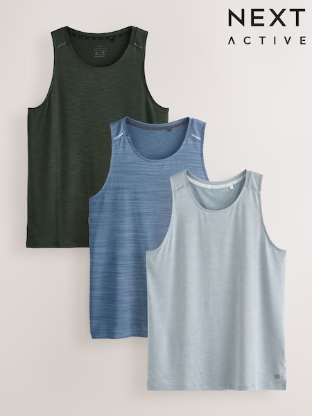 Grey/Blue/Black Active Gym Mesh Vests 3 Pack (AK5997) | £45