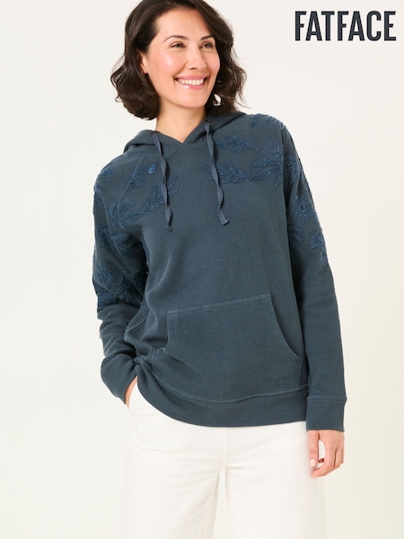FatFace Ellie Dark Vintage Blue Embroidered Hoodie (AK6094) | £55