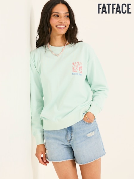 FatFace Georgia Mint Green MCS Graphic Crew Sweatshirt (AK6098) | £42.50