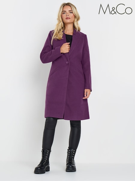 M&Co Purple Petite City Coat (AK6316) | £65