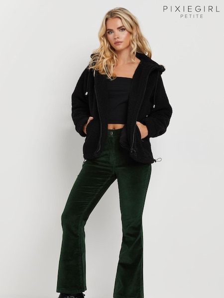 PixieGirl Petite Green Corduroy Kick Flare Trousers (AK6400) | £39