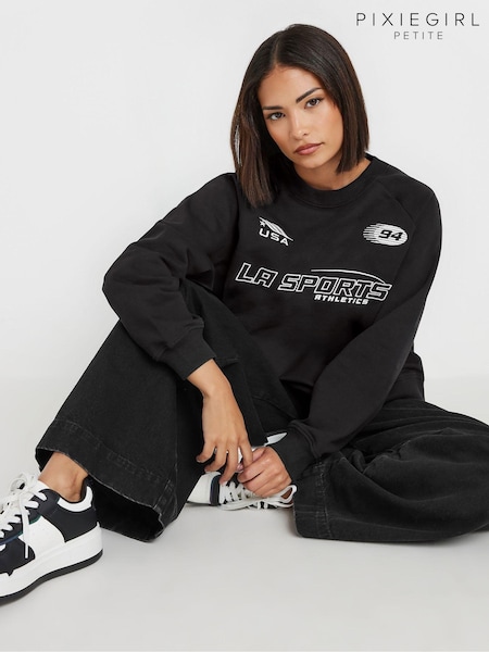 PixieGirl Petite Black Sporty Sweatshirt (AK6414) | £27