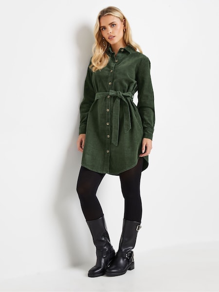 PixieGirl Petite Green Corduroy Shirt Dress (AK6422) | £45