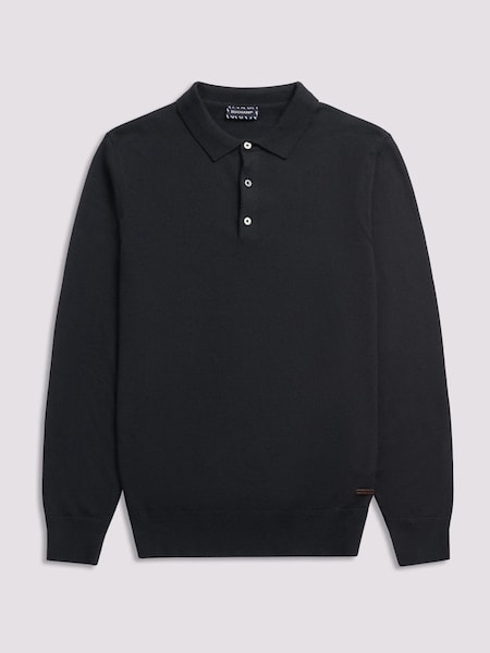 Duchamp Black Duchamp Long Sleeve Knit Polo Shirt (AK6467) | £89