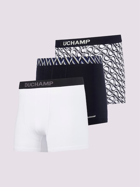 Duchamp Blue Duchamp Blue Monogram Print Cotton Boxer Briefs 3 Pack (AK6480) | £39