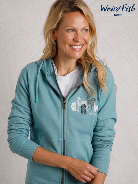 Weird Fish Blue Franchises Graphic Printed Full Zip Hoodie (AK6584) | £55