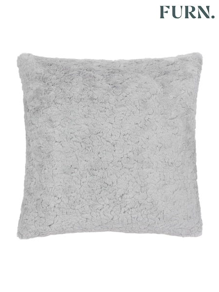 furn. Slate Grey Megeve Mottled Faux Fur Cushion (AK6666) | £26