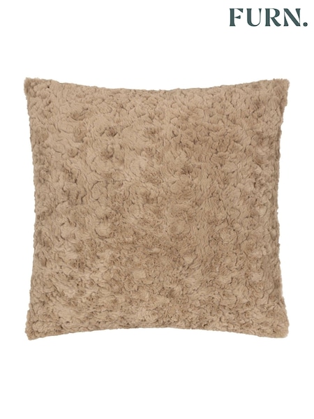 furn. Natural Megeve Mottled Faux Fur Cushion (AK6667) | £26