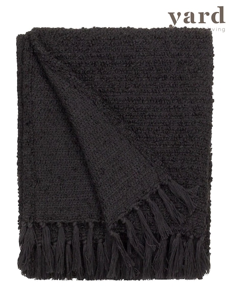 Yard Black Candar Woven Fringed Throw (AK6680) | £24