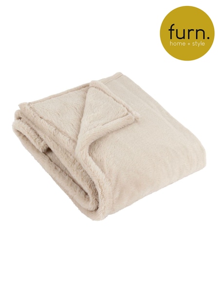 Furn Natural Kallu Reversible Faux Fur Throw (AK6685) | £28