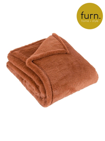 Furn Rust Kallu Reversible Faux Fur Throw (AK6686) | £28