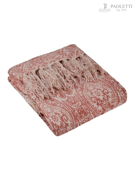 Paoletti Coral Seventy Three Durelle Damask Fringed 100% Cotton Throw (AK6703) | £42