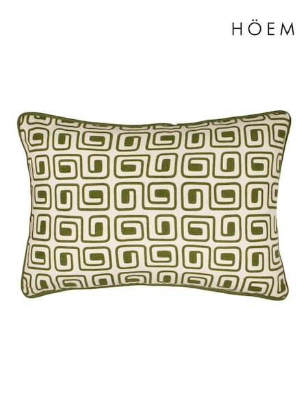 HÖEM Olive Safara Geometric Piped 100% Cotton Cushion (AK6708) | £18