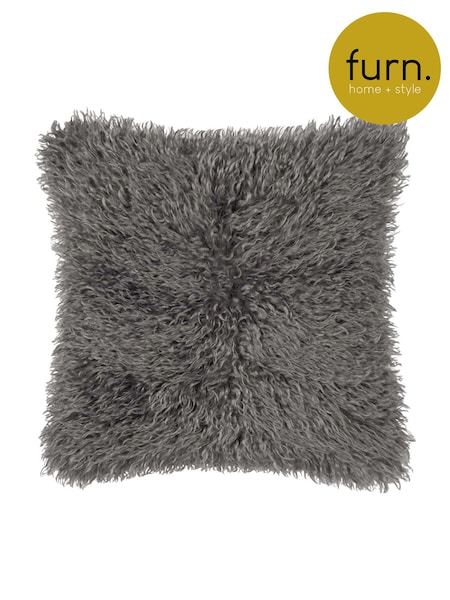 furn. Taupe Rowan Faux Fur Cushion (AK6719) | £22