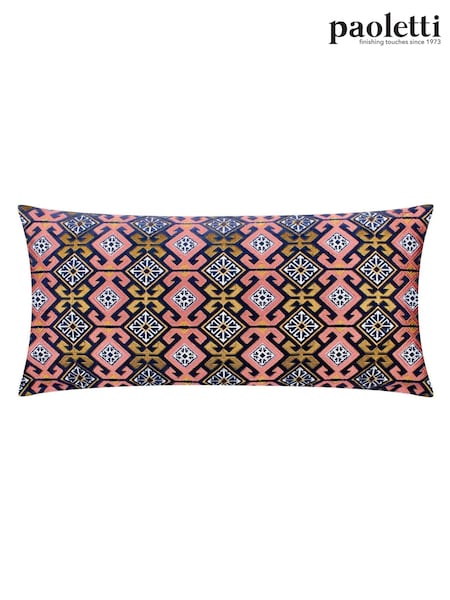Paoletti Rose or Blue Seventy Three Laurel Embroidered Geometric 100% Cotton Cushion (AK6728) | £30