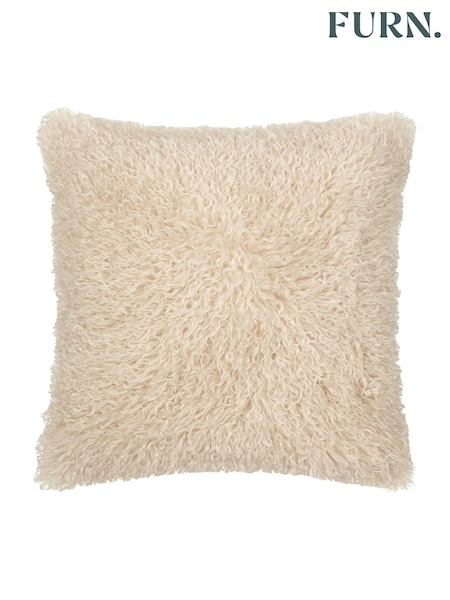 furn. Natural Rowan Faux Fur Cushion (AK6733) | £22