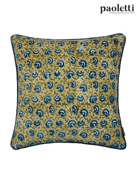 Paoletti Lemon or True Blue Seventy Three Chedworth Piped 100% Cotton Cushion (AK6734) | £26