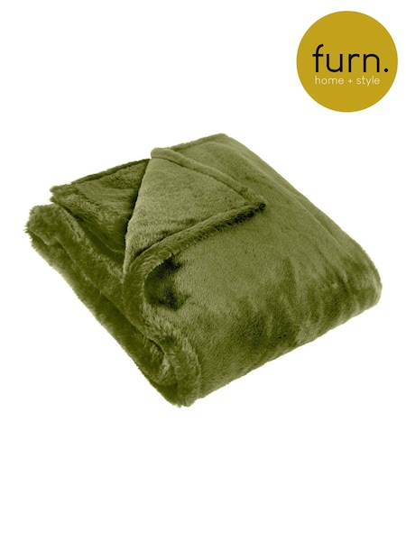Furn Olive Kallu Reversible Faux Fur Throw (AK6737) | £28